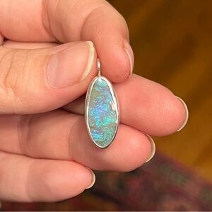 Silver Boulder Opal Oval Necklace